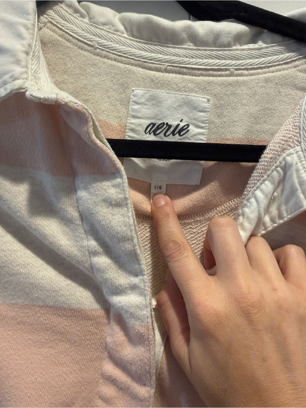 Oversized Rugby Striped Polo Sweatshirt in Blush and Cream - Picture 2 of 2